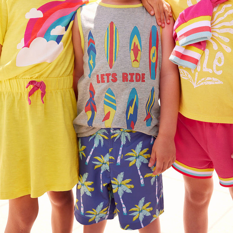 Baby And Kids Boys Pure Cotton Vest And Shorts Casual Clothing Set