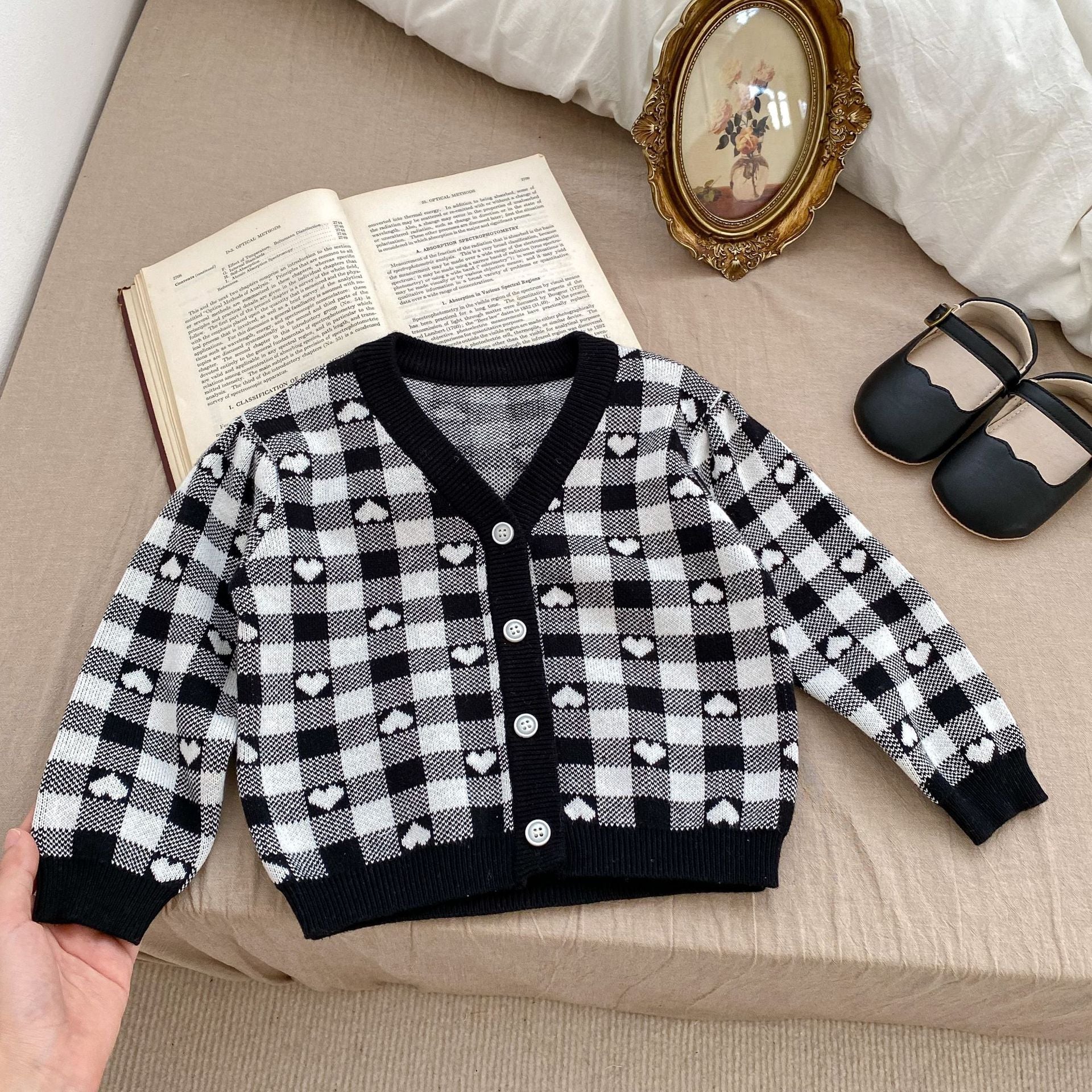 Autumn Heart Pattern Knitted Onesies & Cardigan Sets-4