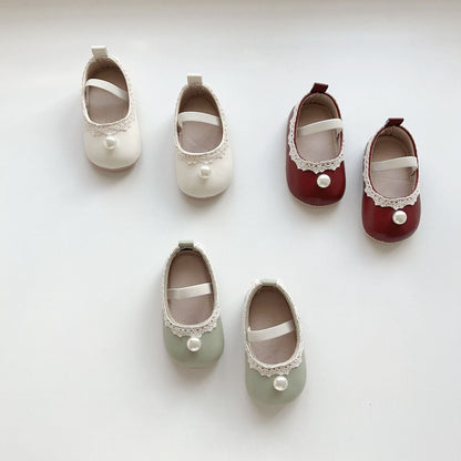 Spring and Summer Baby Girl Fashion Beaded Toddler Soft-Sole Anti-slip Walking Shoes