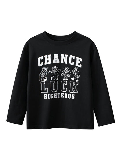 Autumn Arrival Kids Boys Letters and Cartoon Print Crew Neck Long Sleeves Shirt