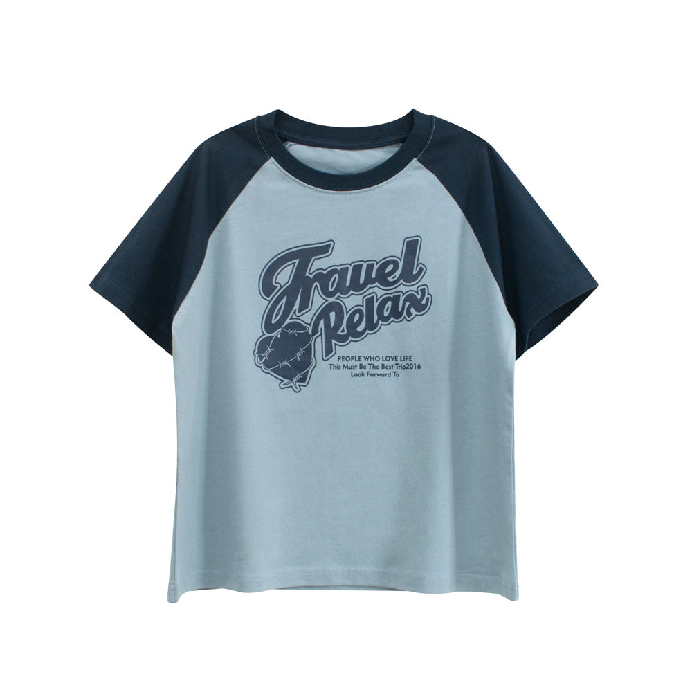 Boys’ Letters Pattern T-shirt in European and American Style-3