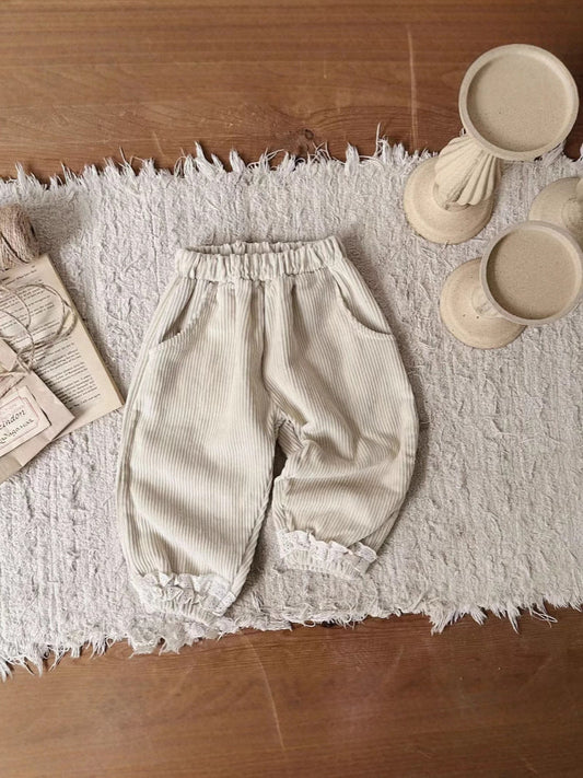 Autumn Arrival Kids Girls Soft Comfortable Corduroy Long Solid Color Pants-0