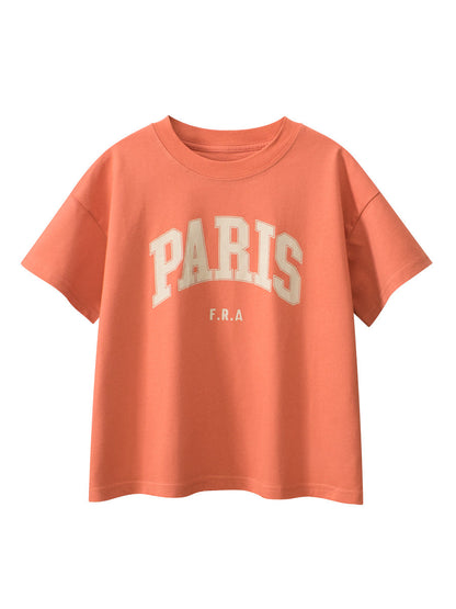 Boys and Girls’ Letters Print T-shirt in European and American Style-1