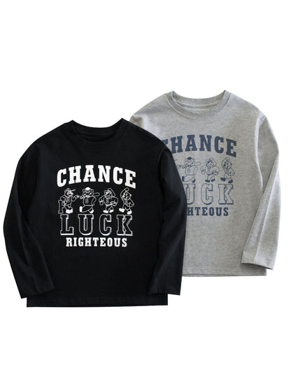 Autumn Arrival Kids Boys Letters and Cartoon Print Crew Neck Long Sleeves Shirt