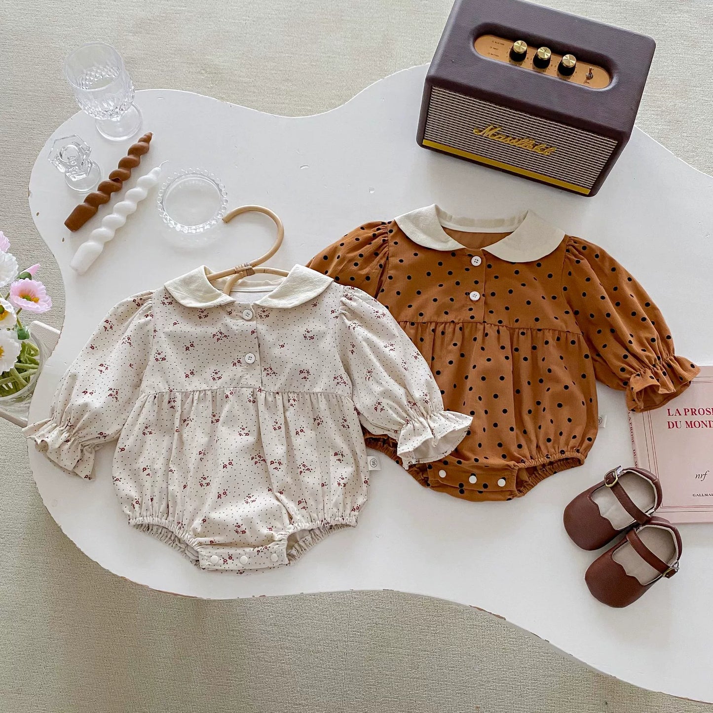 Autumn Arrival Baby Girls Polka Dots Long Sleeves Onesies