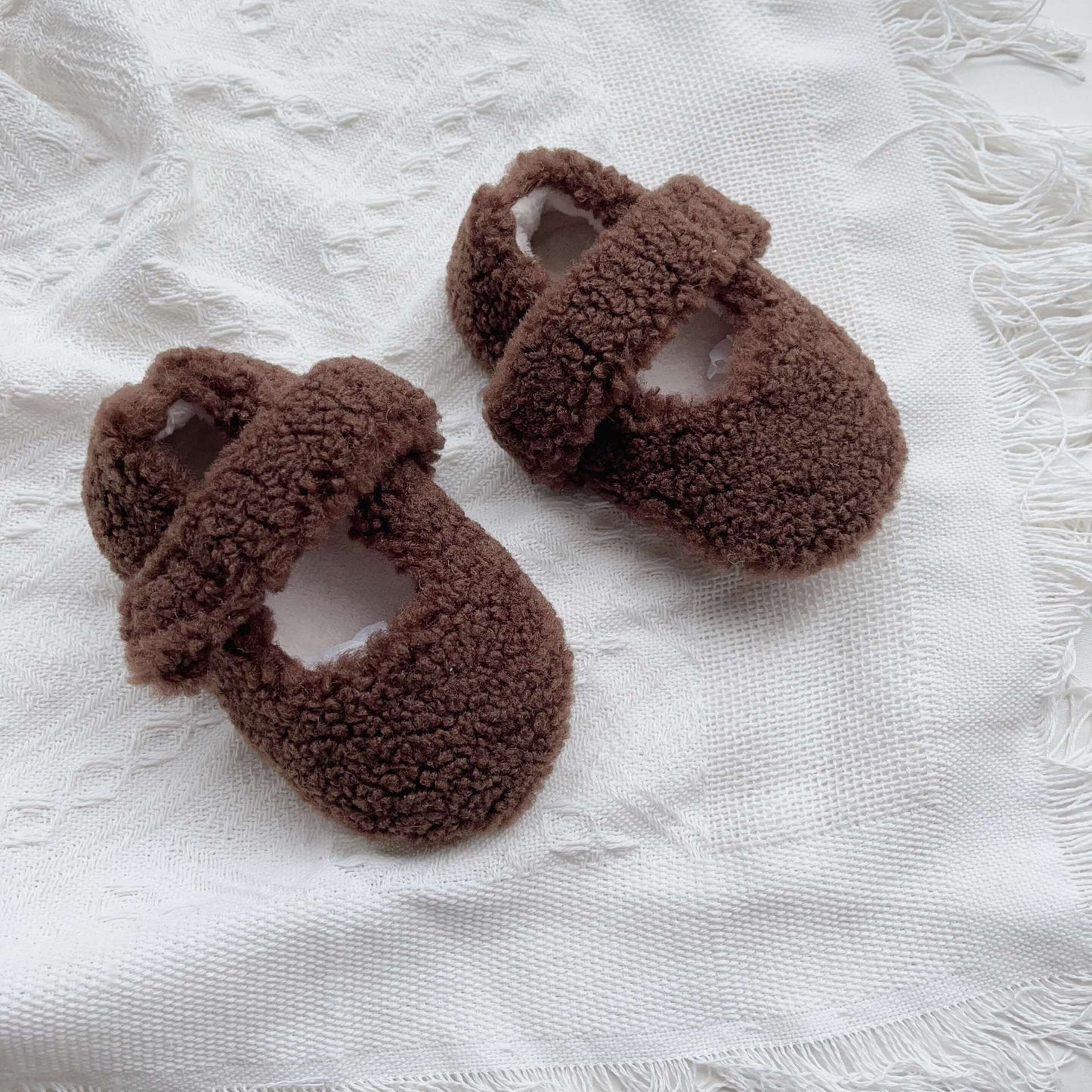 Infant Baby Solid Color Plush Warm Shoes In Winter-7