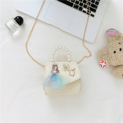 Stylish Floral Carry-On Girls’ Portable Beaded Princess Crossbody Handbag