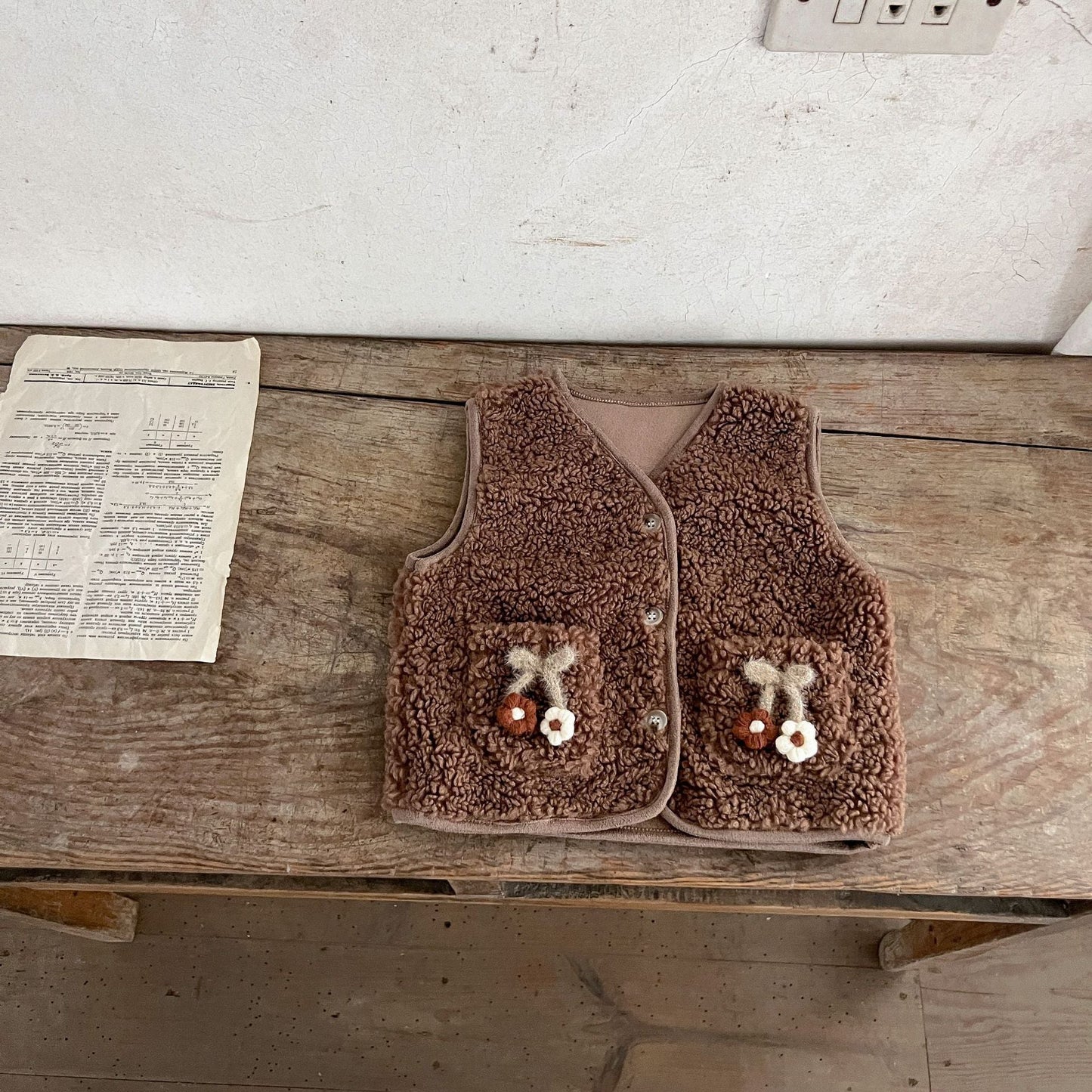 Baby Girl Ins Two Pockets Thickened Knit Cardigan