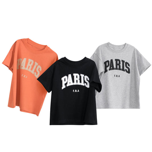 Boys and Girls’ Letters Print T-shirt in European and American Style-0