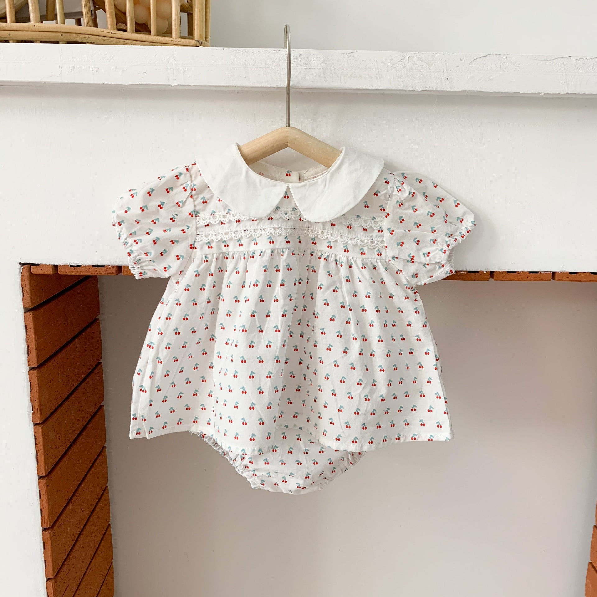 Baby Girl Doll Collar Floral Print Dress Combo Floral Print Shorts In Sets Summer Outfit Wearing-5