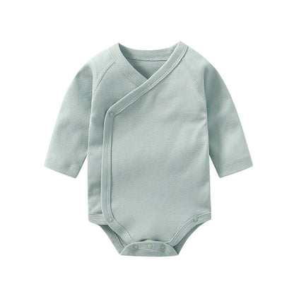 Baby Multi Color Bias Placket With Slanting Button Long Sleeve Onesies-9