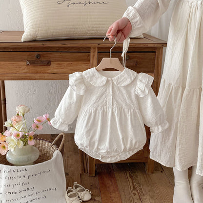 Spring Arrival Baby Girls Cute Floral Embroidered Pattern Long Sleeves