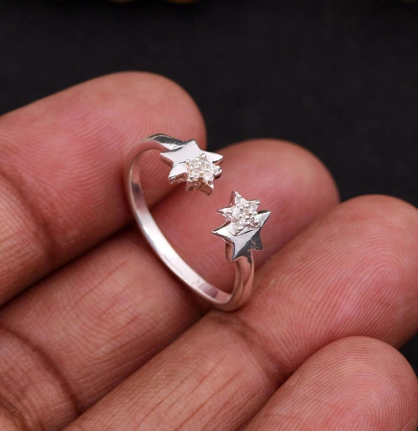 Delicate Star Stackable Ring in 925 Silver With CZ Zircon Engagement Ring Gift