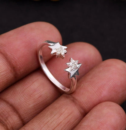 Delicate Star Stackable Ring in 925 Silver With CZ Zircon Engagement Ring Gift