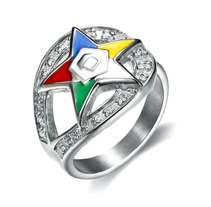 Masonic rings ebay Order of the Eastern Star Ring Silver Color Loop CZ OES Rings
