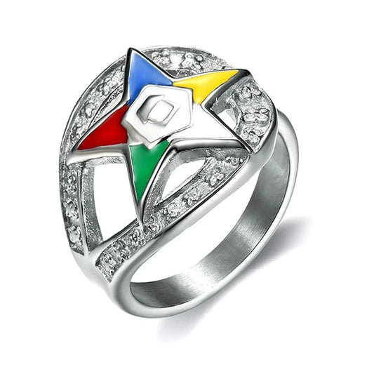 Masonic rings ebay Order of the Eastern Star Ring Silver Color Loop CZ OES Rings