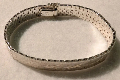 925 Sterling Silver Diamond Cut Flat Bracelet Mexico Star Pattern