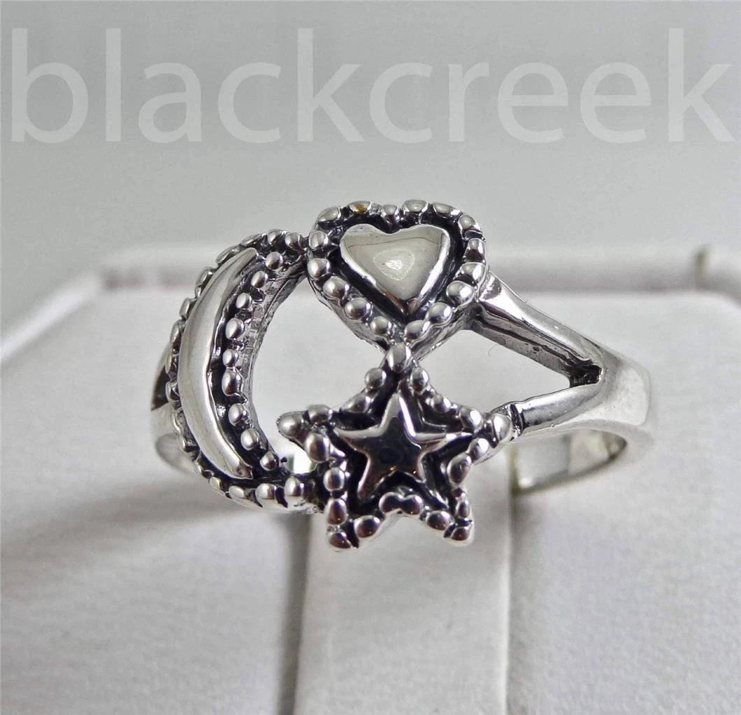 925 Sterling Silver ~ Lady's~ Star ~ Moon~ Heart ~ Ring ~ Size 5-12