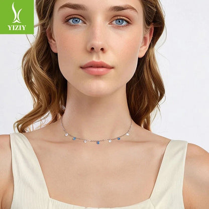 Fashionable Classic Real 925 Sterling Silver Shining Star Necklace Jewelry Women