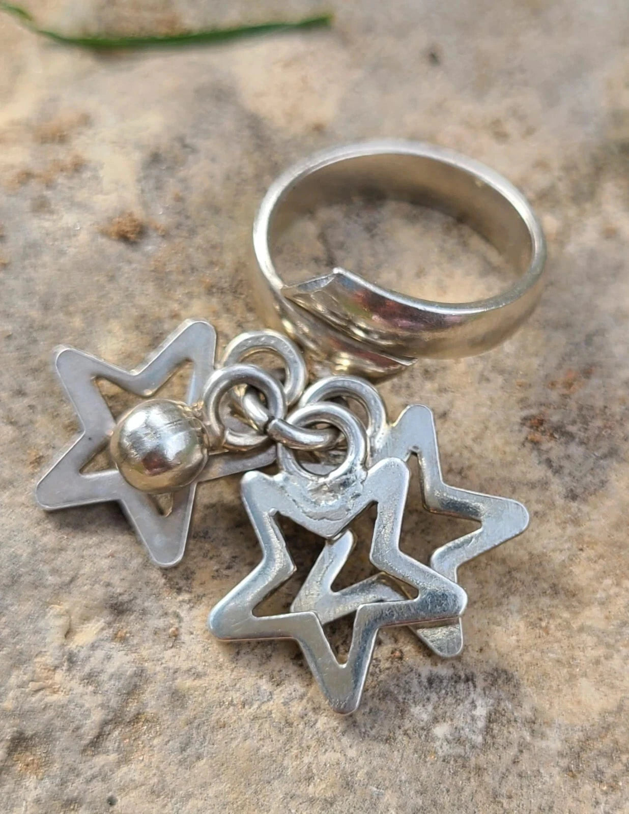 sterling silver 9.2 grams with stars charms 925 ring size 6.75