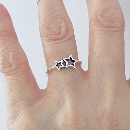Sterling Silver Small Open Stars Ring, Celestial, Silver Rings, Shooting Star