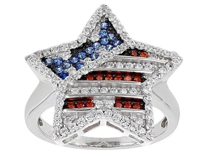 Fabulous Star Design with 1.64TCW Simulated Ruby & Sapphire Women's Party Ring