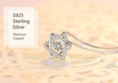 Genuine 925 Sterling Silver Solid Crystal Star Pendant Necklace Chain Stunning