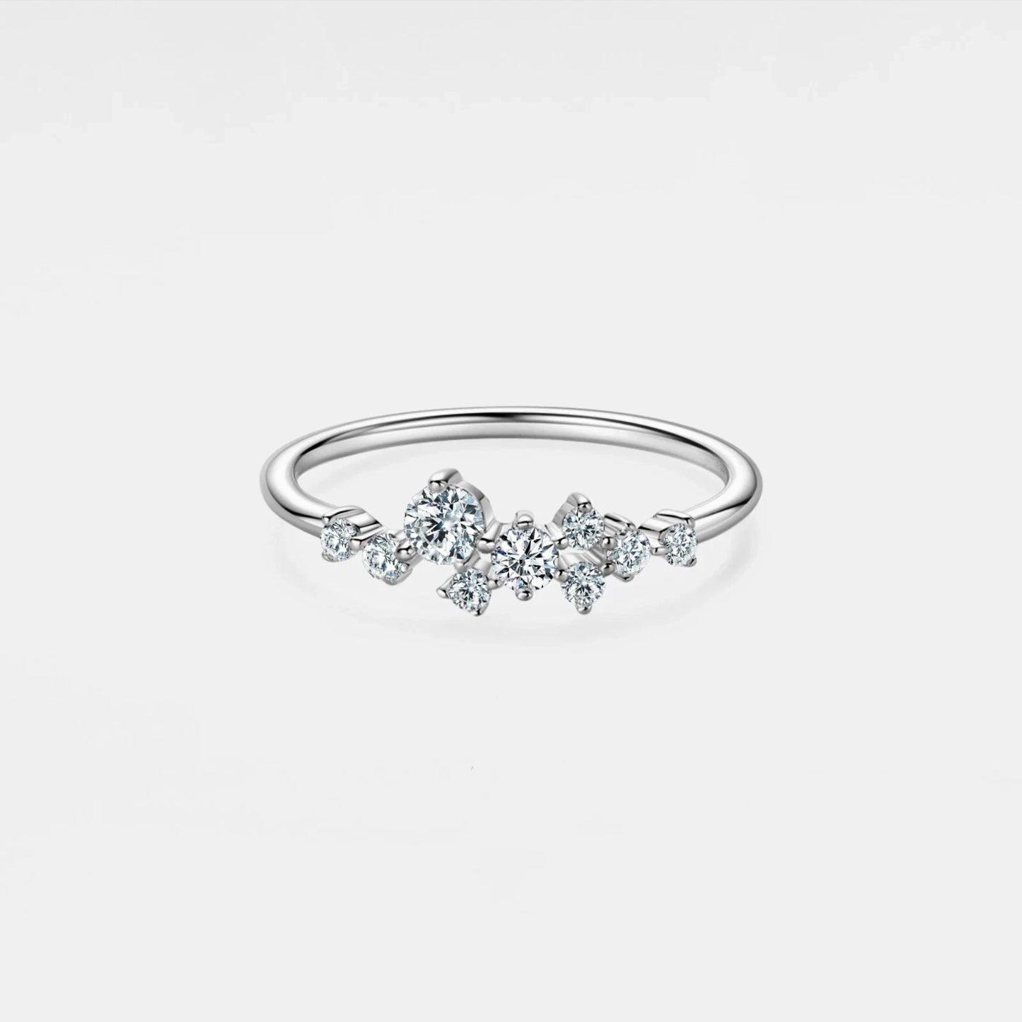 Moissanite Star Cluster Wedding Ring in 925 Sterling Silver