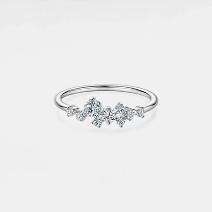 Moissanite Star Cluster Wedding Ring in 925 Sterling Silver