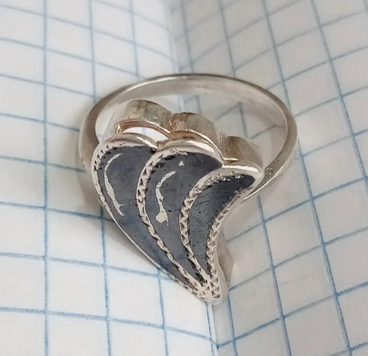 Vintage Ring with niello Sterling Silver 925 star USSR time Women Jewelry size 7