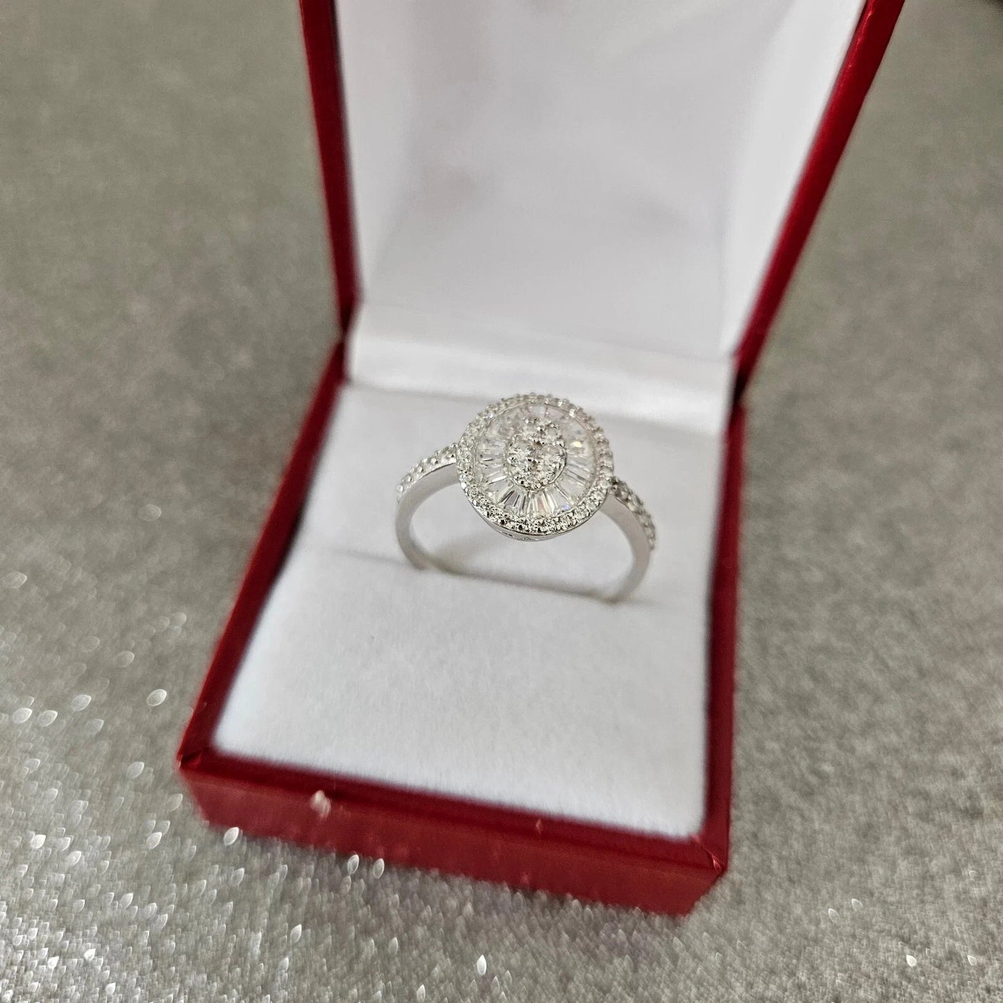 Stunning Swiss Star Zirconia Cluster Ring in Sterling Silver