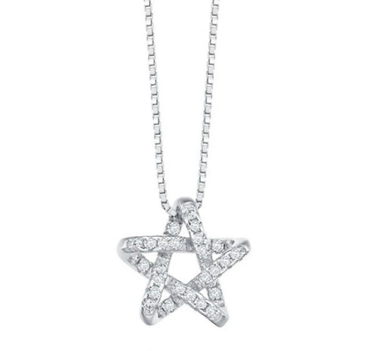 925 Sterling Silver CZ Bling Hexagon Lucky Star Chain Necklace Women 16" -18"
