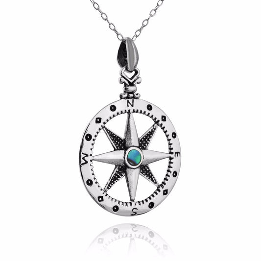 North Star Compass Necklace - 925 Sterling Silver - Pendant Graduation Gift