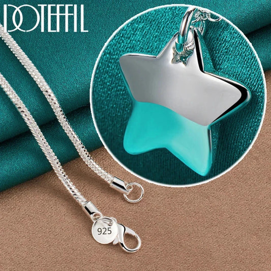 DOTEFFIL Genuine 925 Sterling Silver Star Pendant Necklace Charm Fashion Jewelry