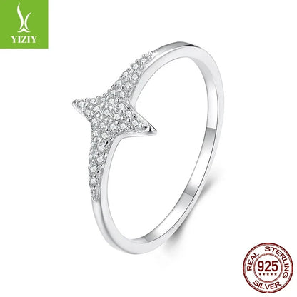 Fashion Exquisite 925 Sterling Silver Sparkling Star CZ Rings Women Gift Jewelry