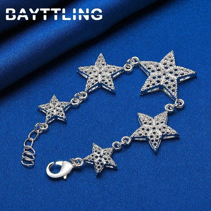 925 Sterling Silver Beautiful 5 Stars Bracelet For Women Girlfriends Jewelry