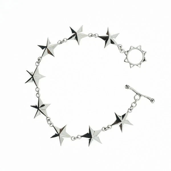 5 pointed star 925 sterling silver Bracelet Bangle Gothic Biker