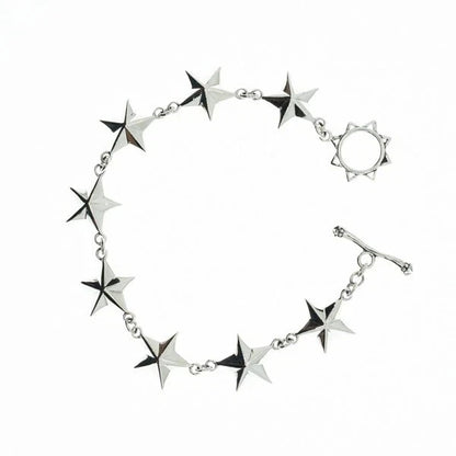 5 pointed star 925 sterling silver Bracelet Bangle Gothic Biker