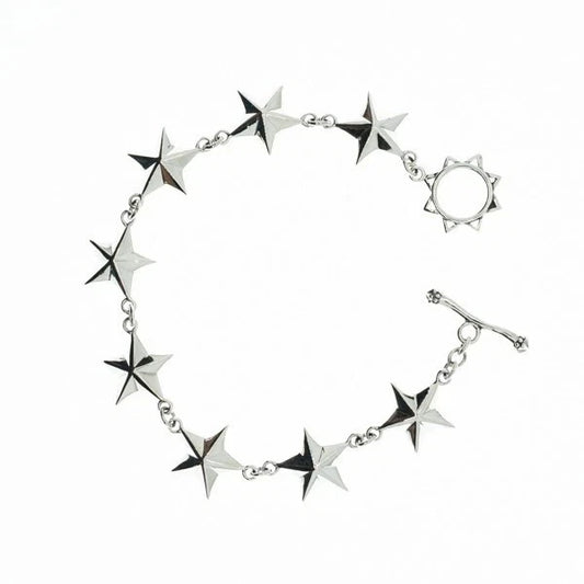 5 pointed star 925 sterling silver Bracelet Bangle Gothic Biker