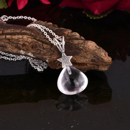 Elegant Crystal Quartz Heart Pendant With Star 925 Silver Necklace Jewelry Gift