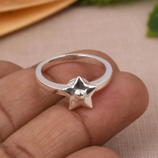 Spinning Star Design Stackable Ring Sterling Silver Promise Ring Gift For Her