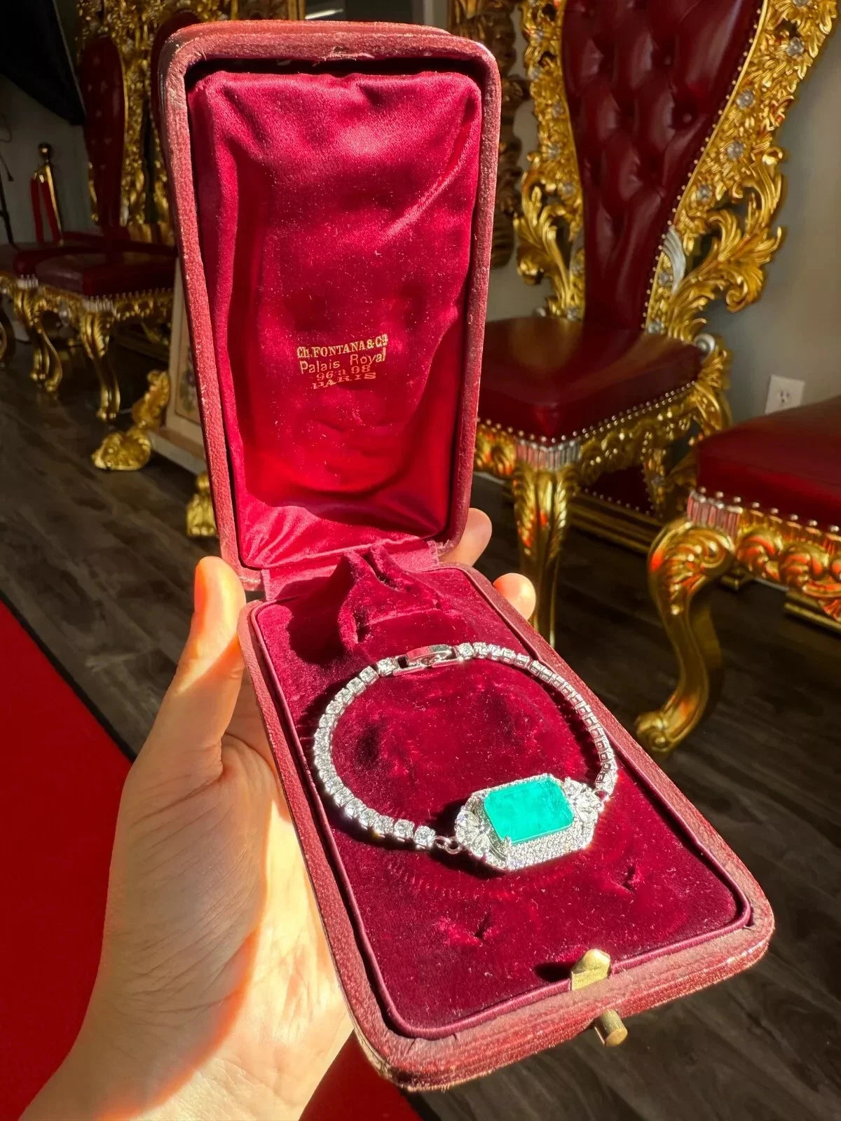 Glowing Natural Blue Emerald Bracelet Bangle, Awe Mesmerizing Piece