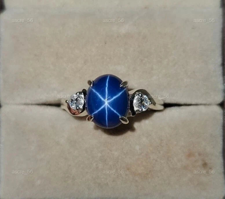 Gorgeous Blue Star Ring Engagement 925 Sterling Silver Promise Rings For Women