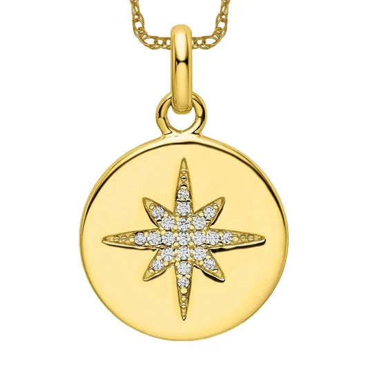 925 Sterling Silver Gold CZ Star Necklace
