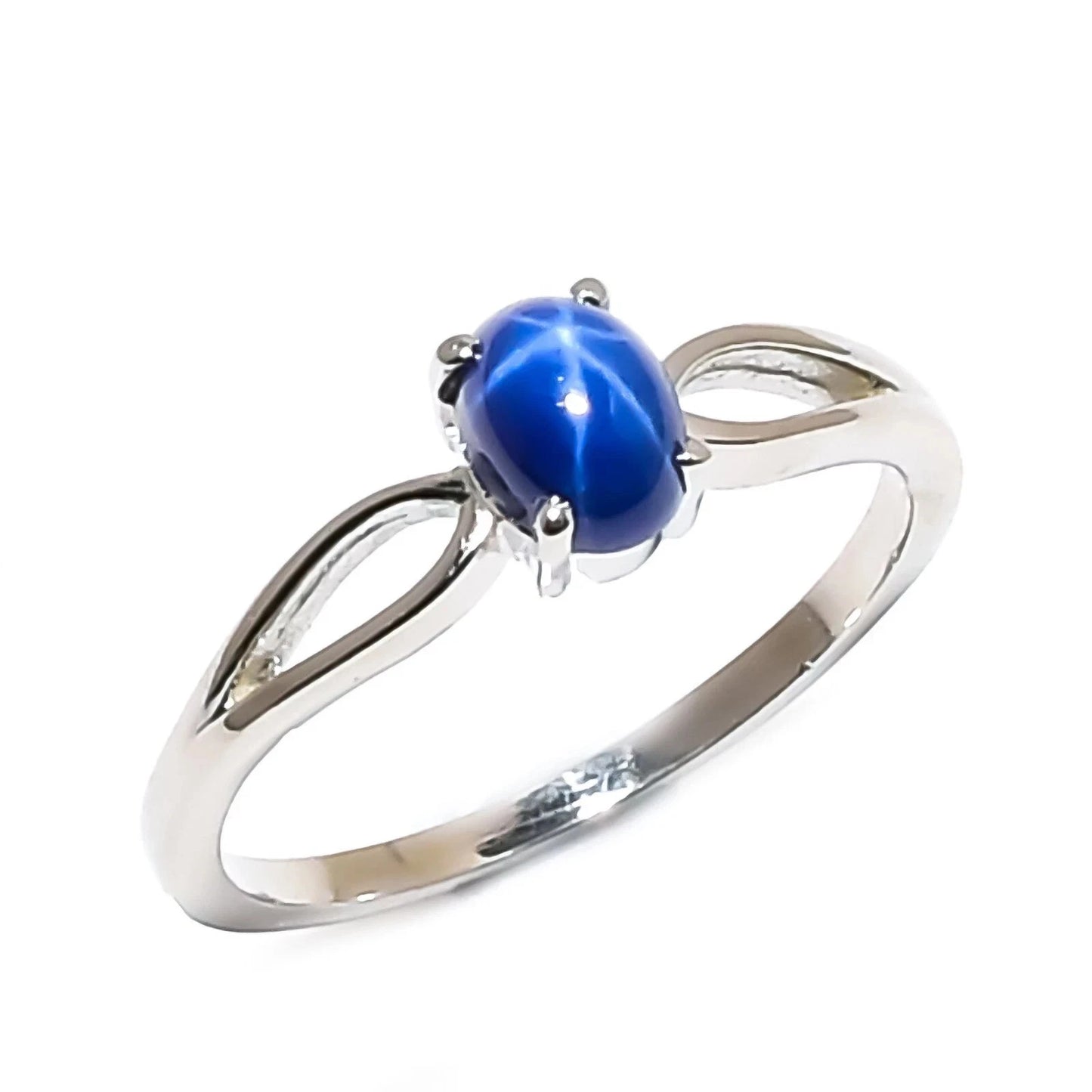 Blue Lindy Star Sapphire Ring 925 Sterling Silver Ring For Woman Birthday Gift