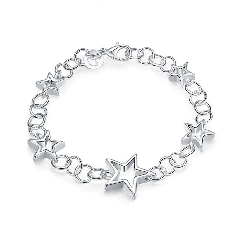 Star Chain Bracelet Sterling Silver 7.25 Inch