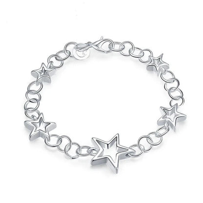 Star Chain Bracelet Sterling Silver 7.25 Inch