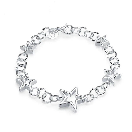 Star Chain Bracelet Sterling Silver 7.25 Inch
