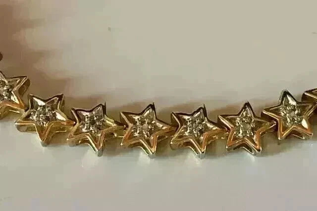 8.16 CT Round Simulated Diamond Star Tennis Bracelet 7.5" 14k White Gold Plated