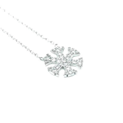 12mm Snowflake White CZ Crystals Pendant/Chain/Necklace - 925k STERLING SILVER